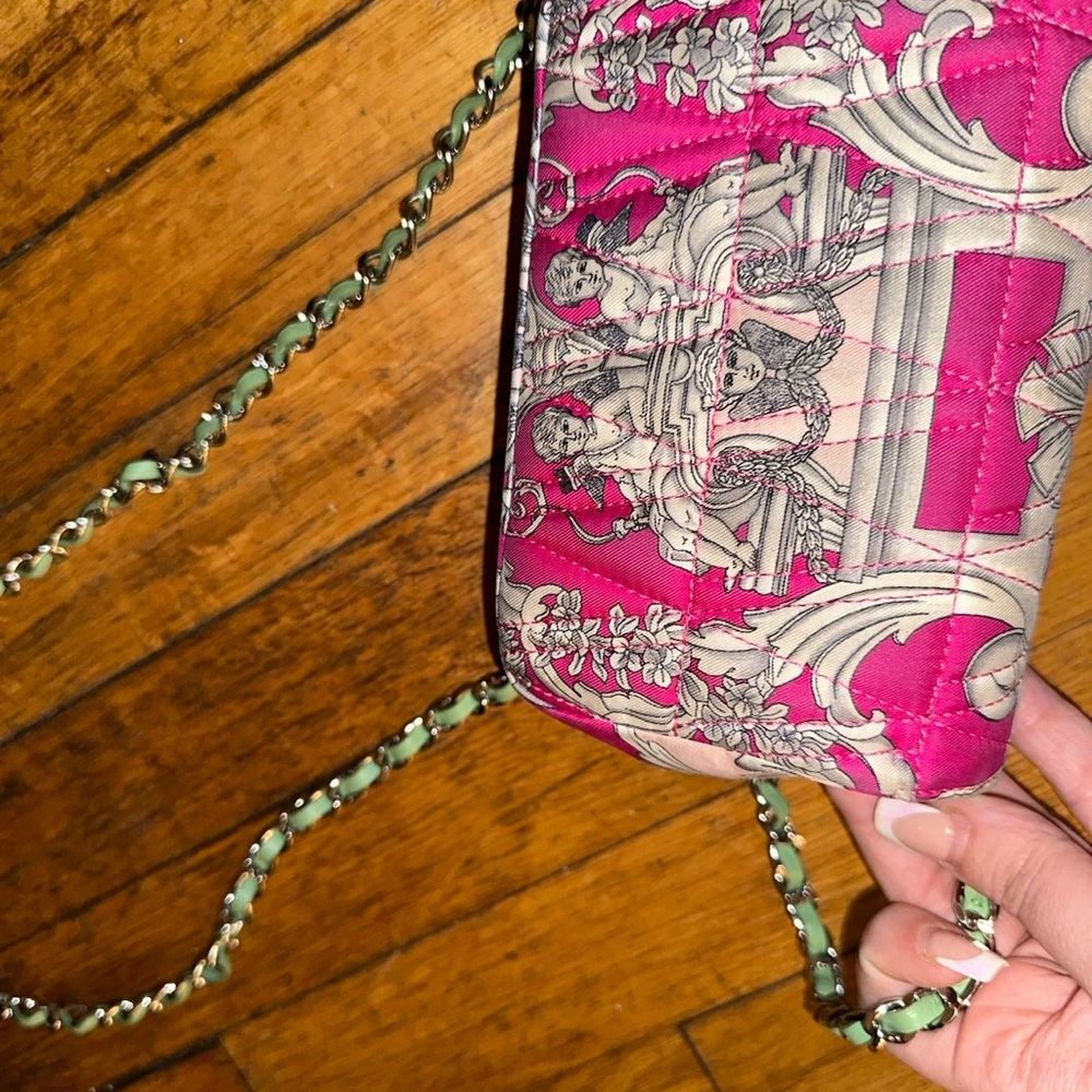 Versace Virtus Silk Mini Chain Baroque Quilted Bag Pink - Picture 9 of 9